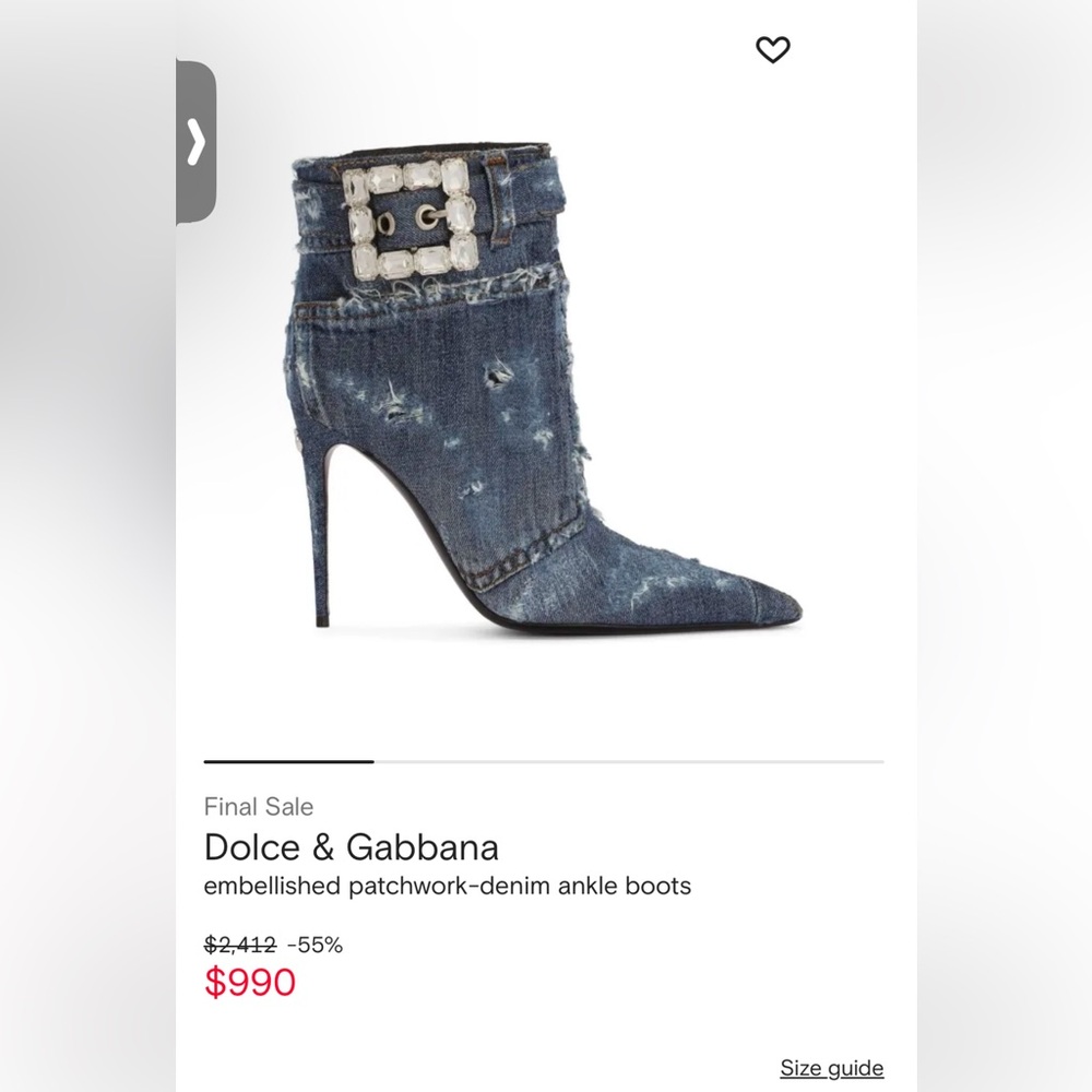 Dolce & Gabbana embellished patchwork-denim ankle boots Size 39(fit 8-8.5)